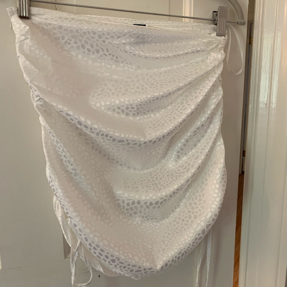 Satin white ruched skirt